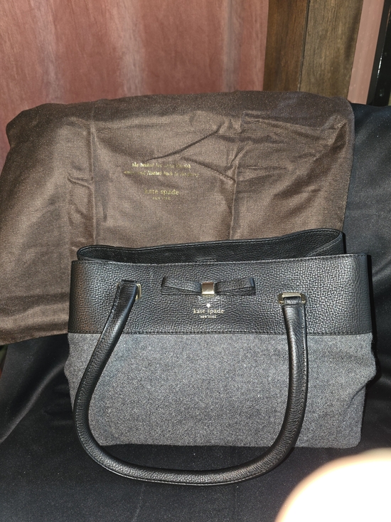 kate spade Handbags - kate spade Black and Gray Tote with Bow Accent